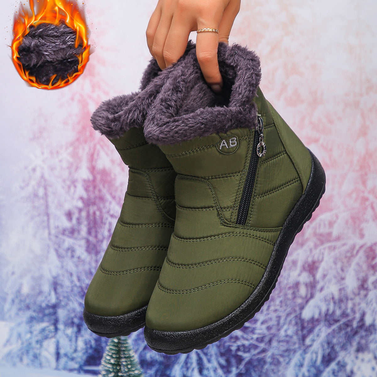 Damen Thermo-Winterstiefel mit kuscheligem Innenfutter und seitlichem Reißverschluss Krohn-e