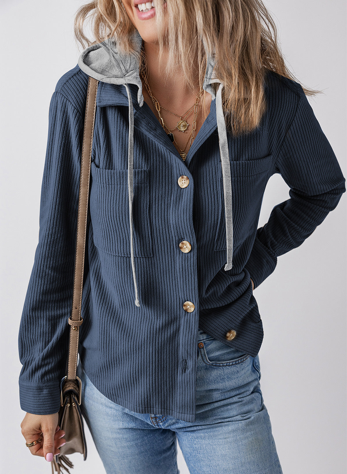 Krohn-e | Revers Knopf Kapuzenjacke