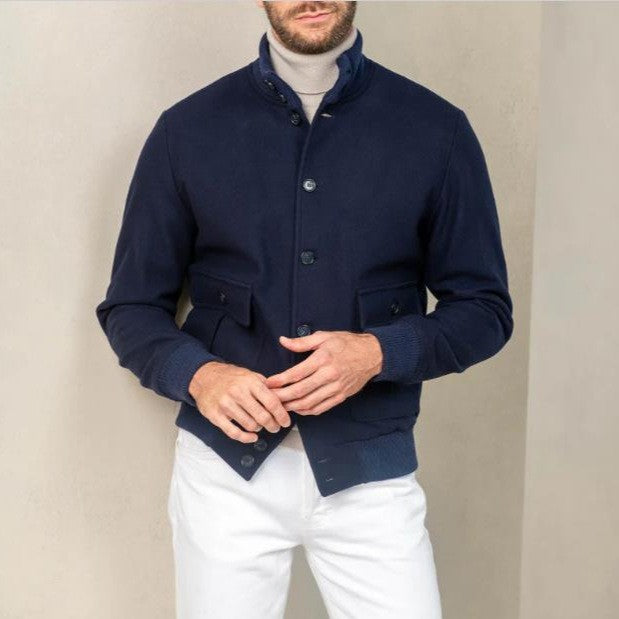 Herren lässige und strukturierte Baumwolljacke mit praktischen Taschen Krohn-e