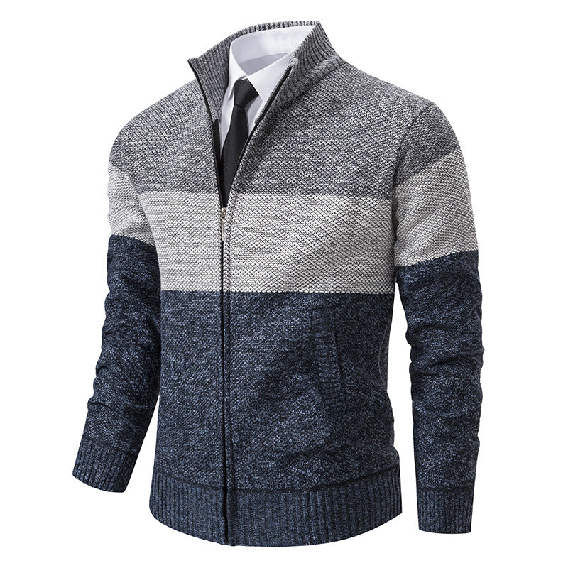 Herren modische Strickjacke mit hohem Kragen und modernem Reißverschluss Krohn-e