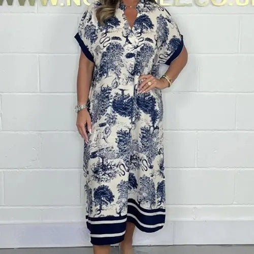 Fudus | Lockeres Kurzarmkleid mit Druck