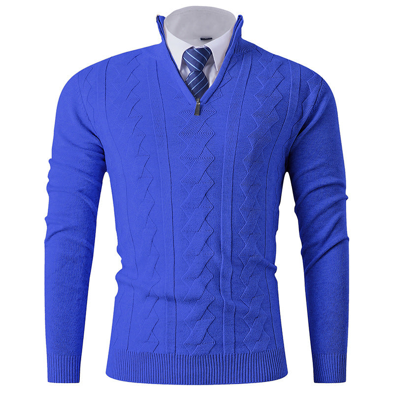 Herren eleganter Stehkragenpullover mit strukturiertem Zipper Krohn-e