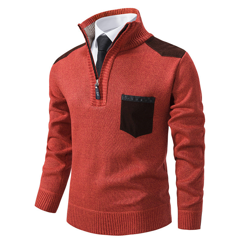 Herren eleganter Strickpullover mit Kragen und Taschen Krohn-e