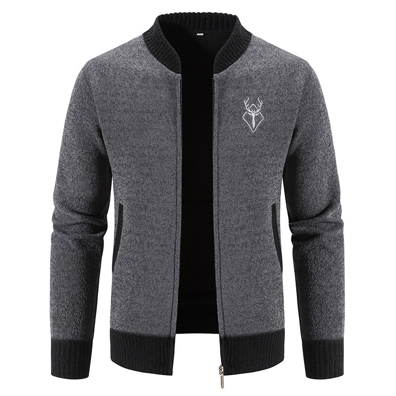 Herren modische Strickjacke mit Reißverschluss und hohem Kragen Krohn-e