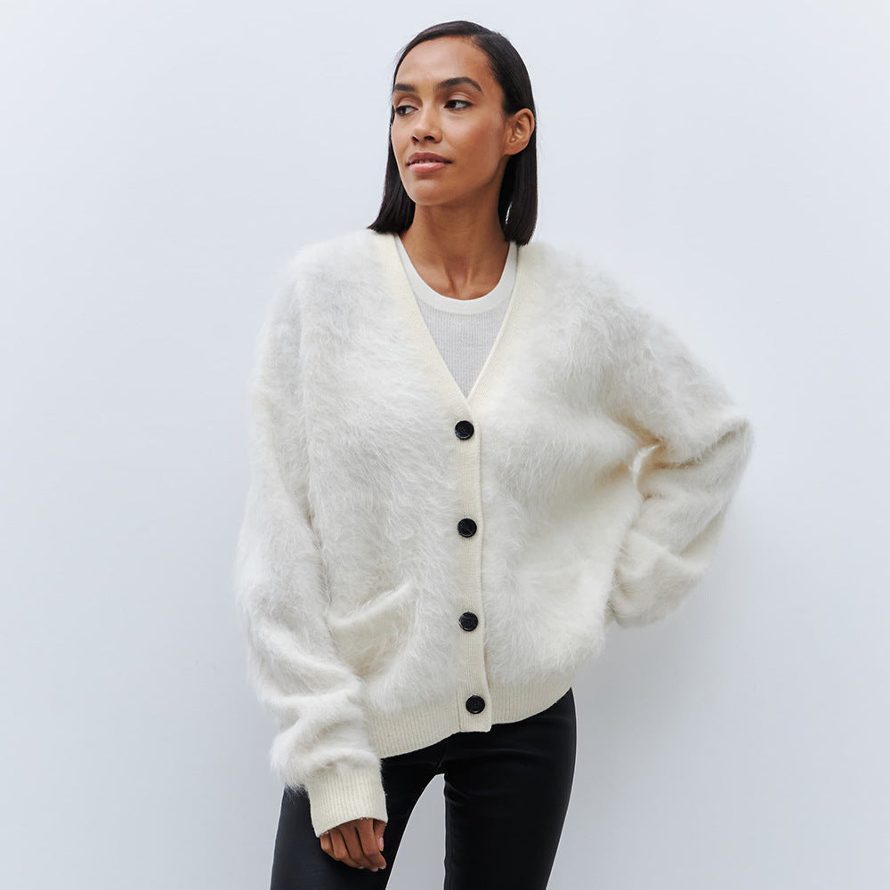 Damen Weicher Cardigan aus Mohair mit Knöpfen Krohn-e