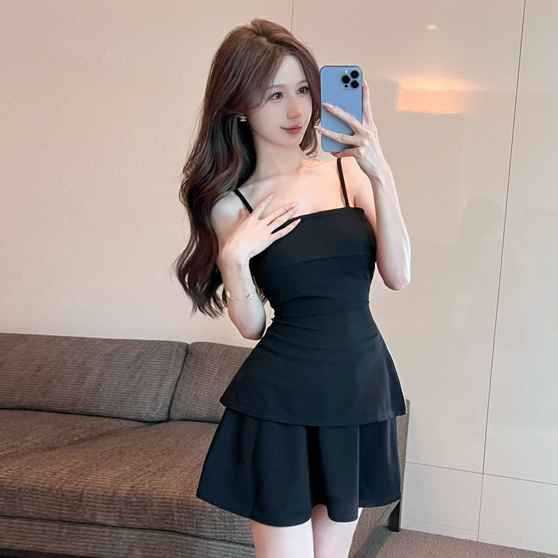 Fudus Sexy Spaghettiträger-Kleid mit Reißverschluss, zweiteilig