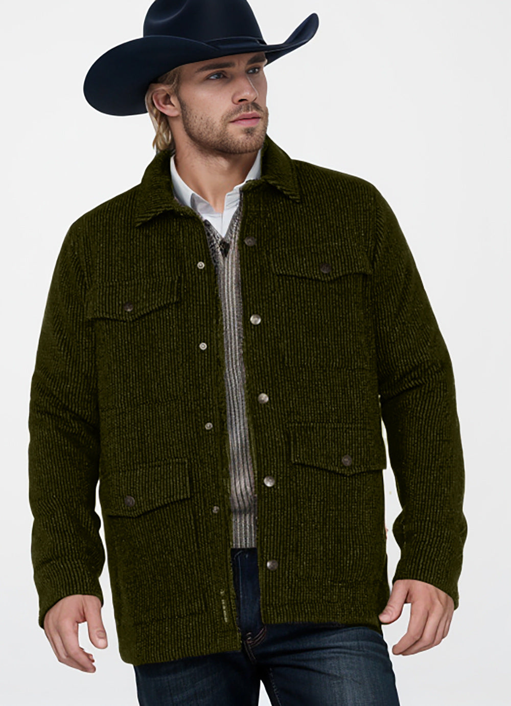 Herren modische Flanelljacke mit doppelten Brusttaschen Krohn-e