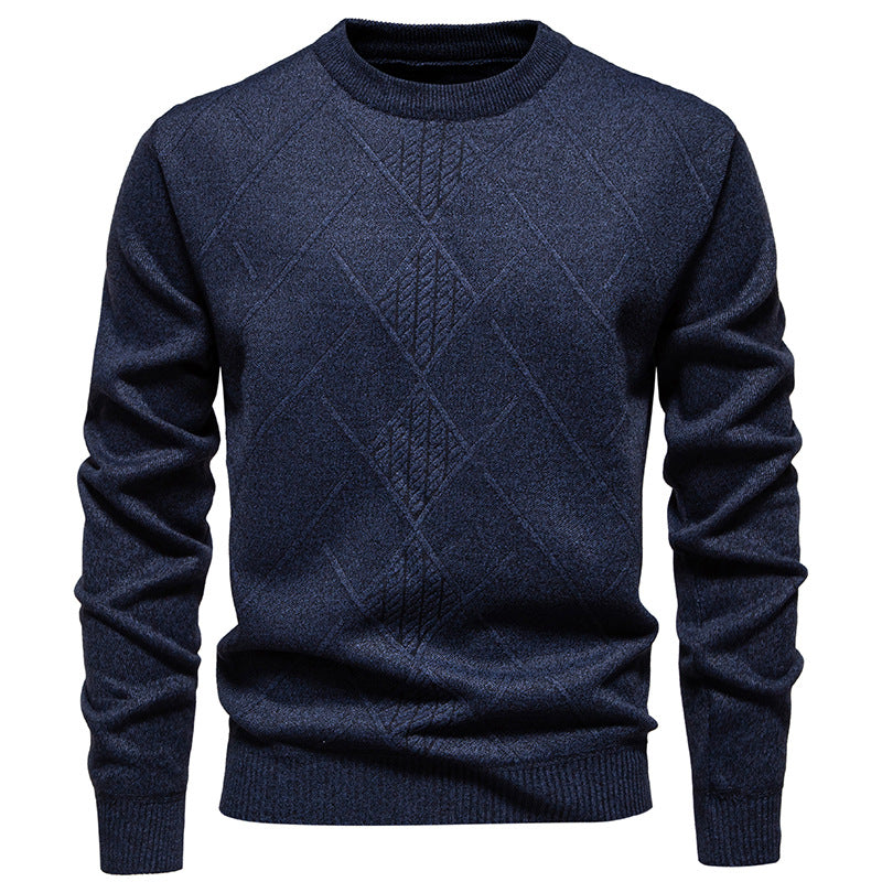 Herren Strickpullover mit strukturiertem Rautenmuster und klassischem Rundhalsausschnitt Krohn-e