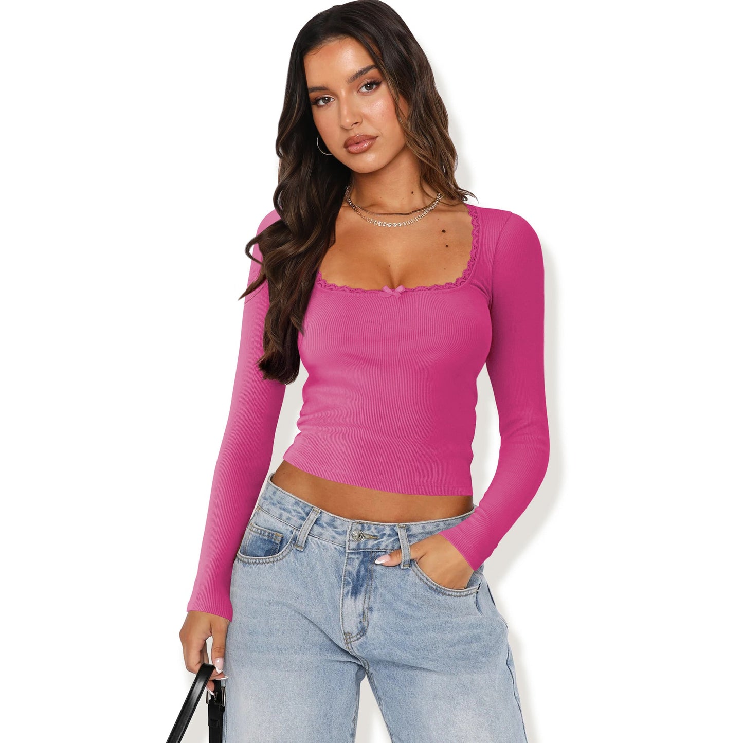 Damen Langarmshirt mit eleganter Rüsche und körpernaher Passform Krohn-e
