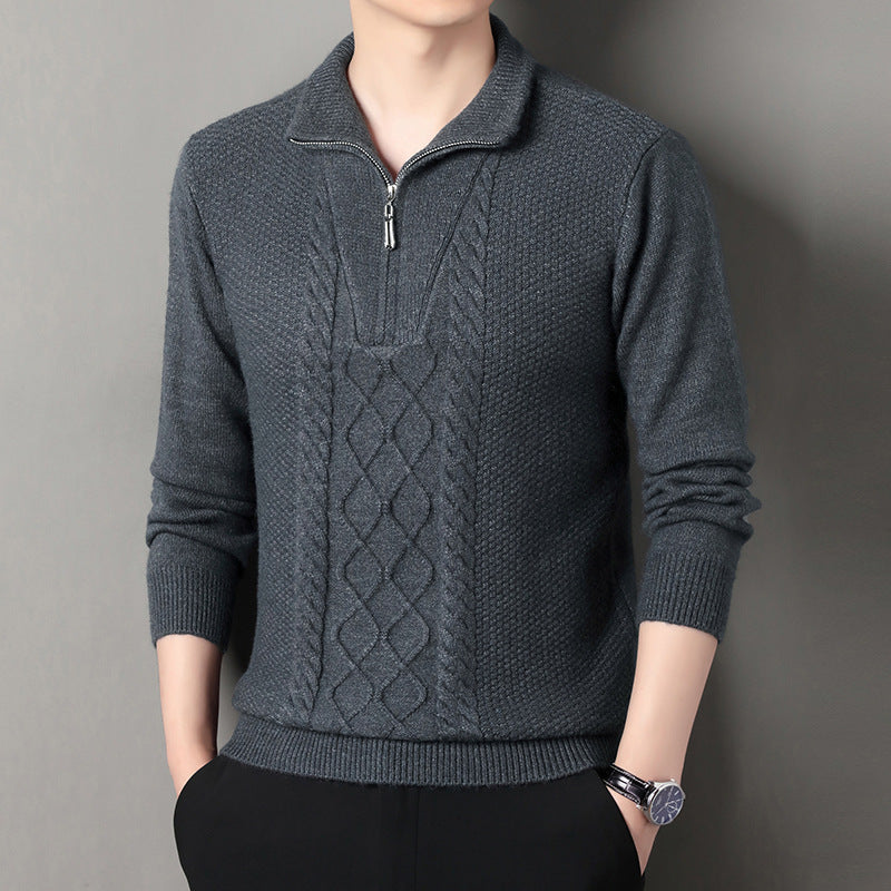 Herren Strickpullover mit hohem Kragen und Zipper Krohn-e