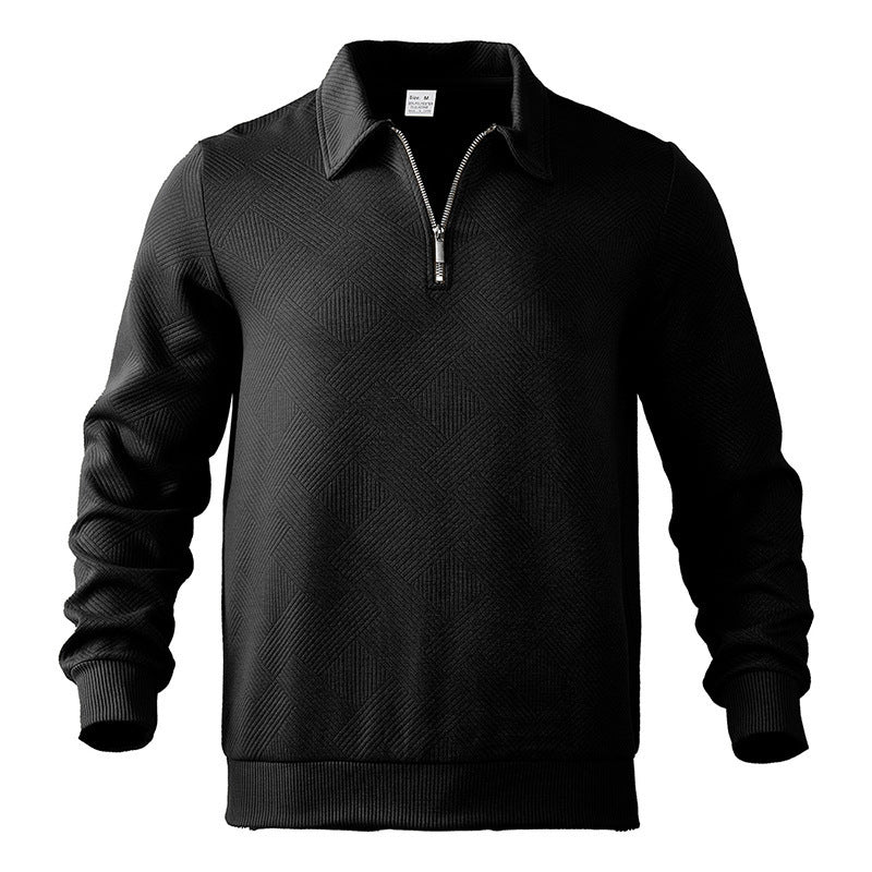 Herren Fleece Pullover mit strukturierter Oberfläche und modernen Kontrastdetails Krohn-e