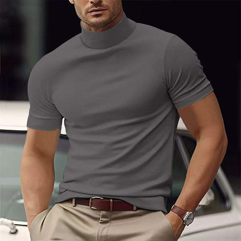 Herren Kurzarm Turtleneck T-Shirt Krohn-e