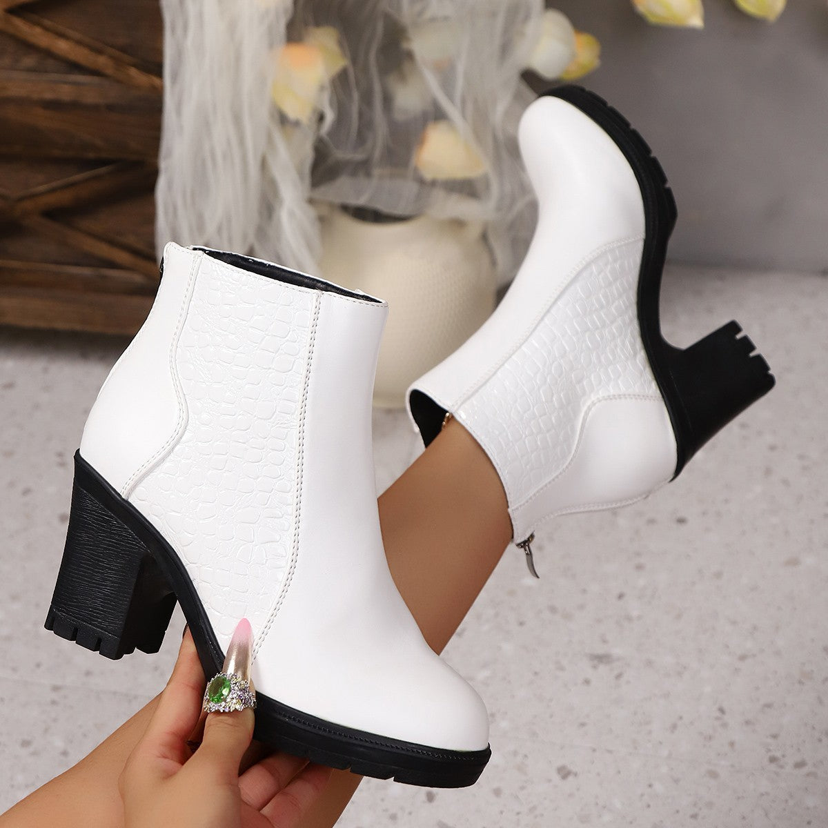 Damen modische Ankle-Boots mit strukturiertem Obermaterial Krohn-e