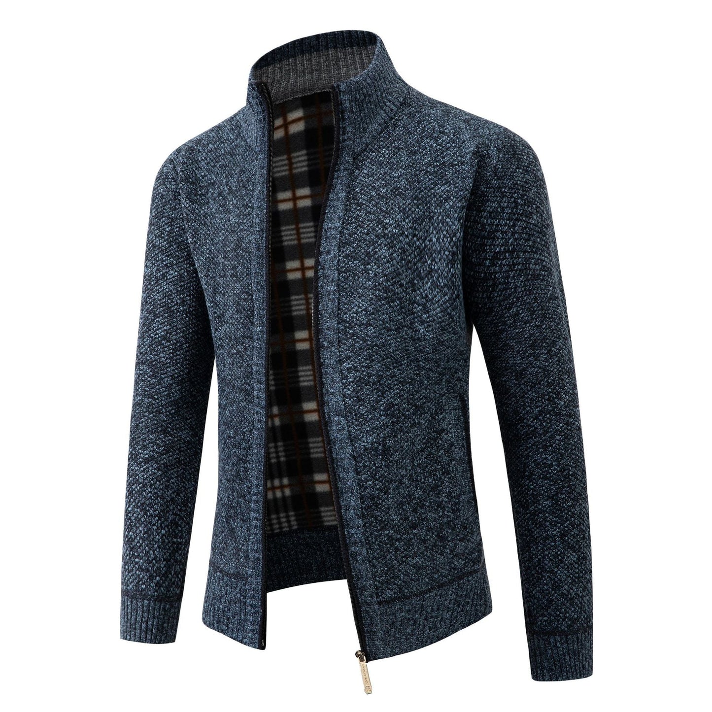Herren Strickjacke mit modernem Stehkragen und klassischem Innenfutter Krohn-e