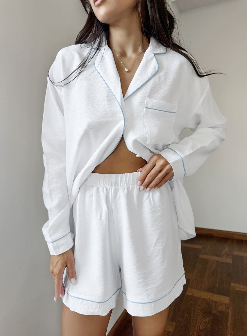 Damen Kurzarm Pyjama Set mit eleganter Paspelierung Krohn-e