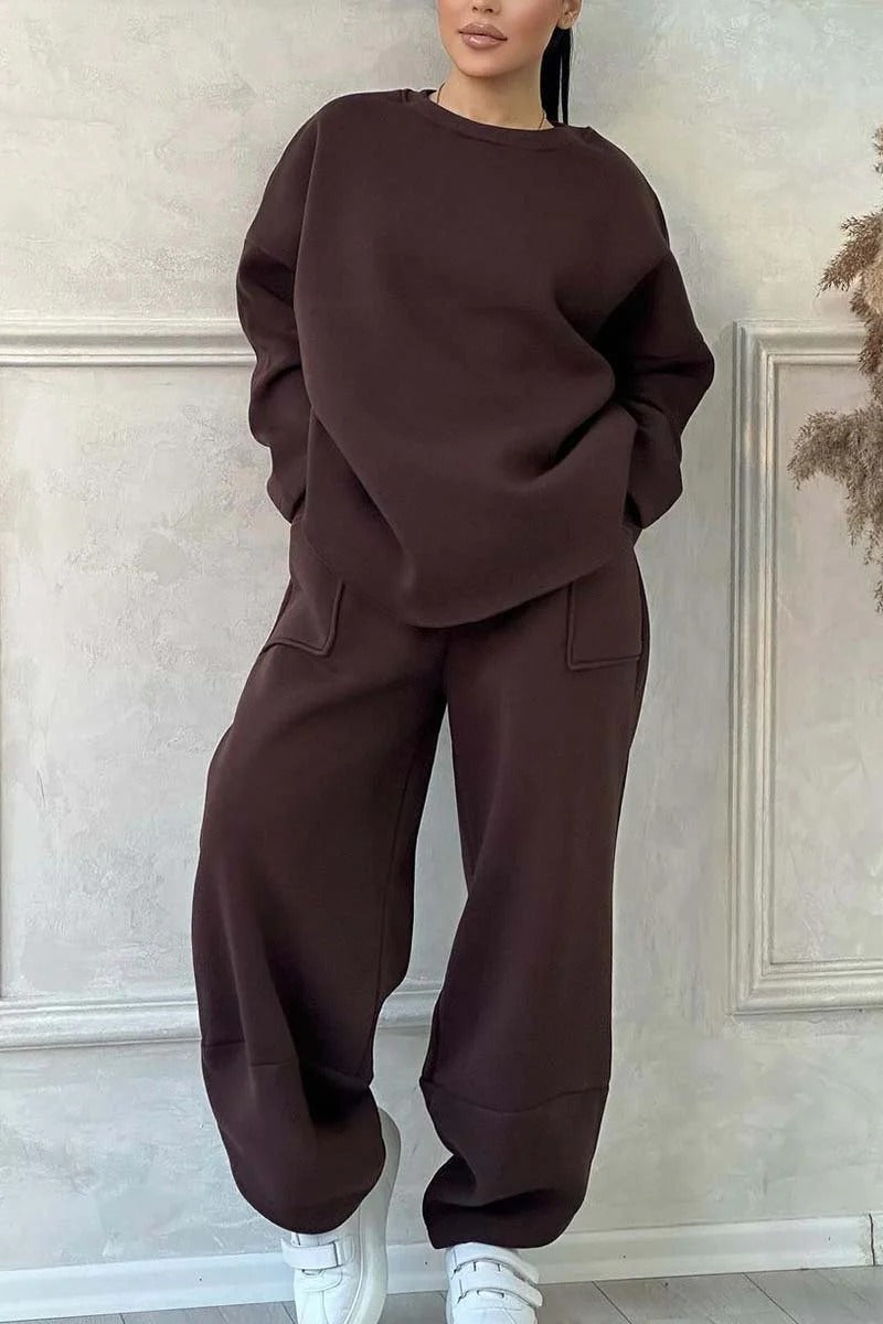 Damen Cozy Oversized Sweat-Set mit geräumigen Taschen und angenehmem Schnitt Krohn-e