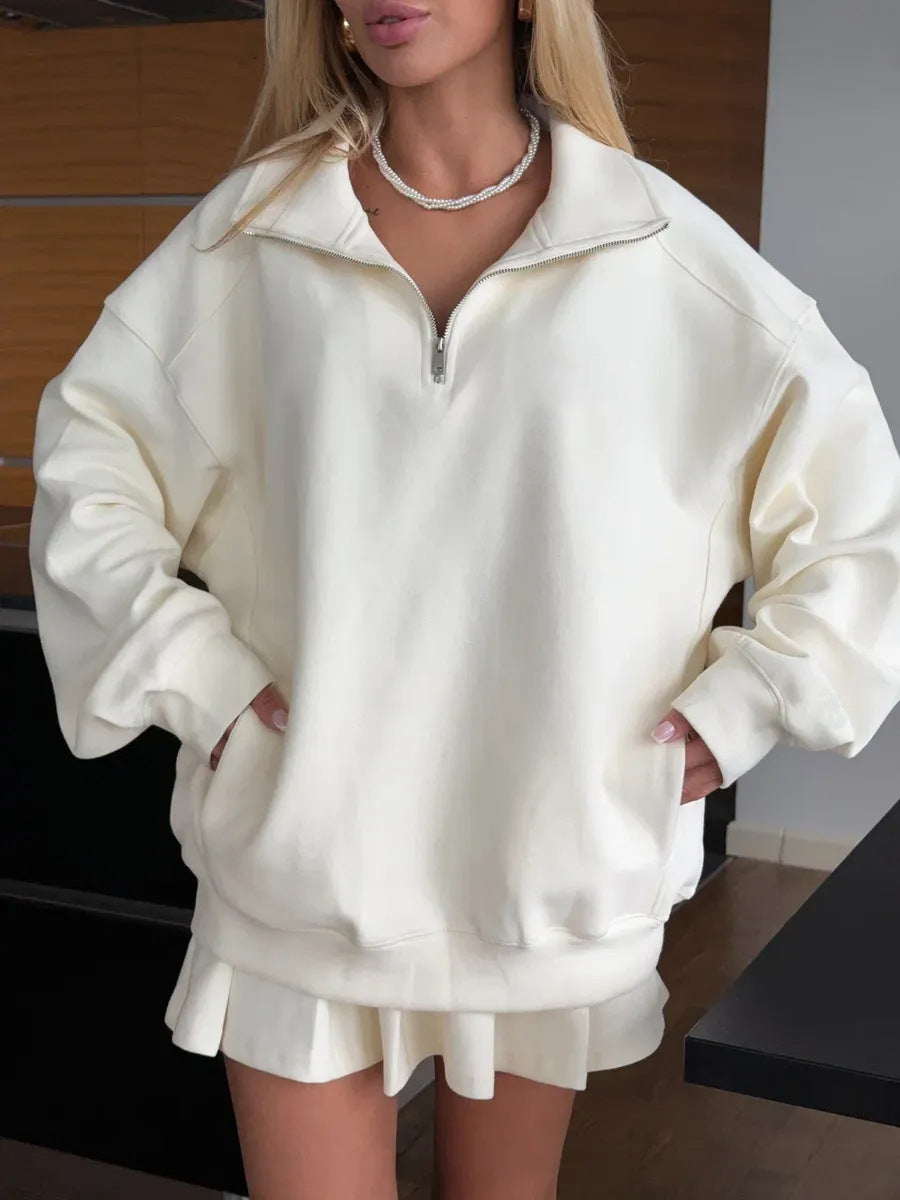 Damen sportlicher Pullover mit Kordelzug und Reißverschluss Krohn-e