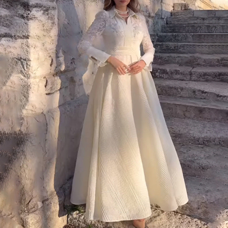 Elegantes Vintage-Slim-Fit-Kleid mit langen Ärmeln von Fudus