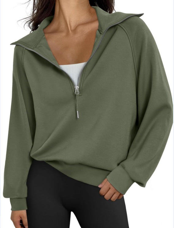 Damen lässiger Sweatpullover mit hohem Kragen und Reißverschluss Krohn-e