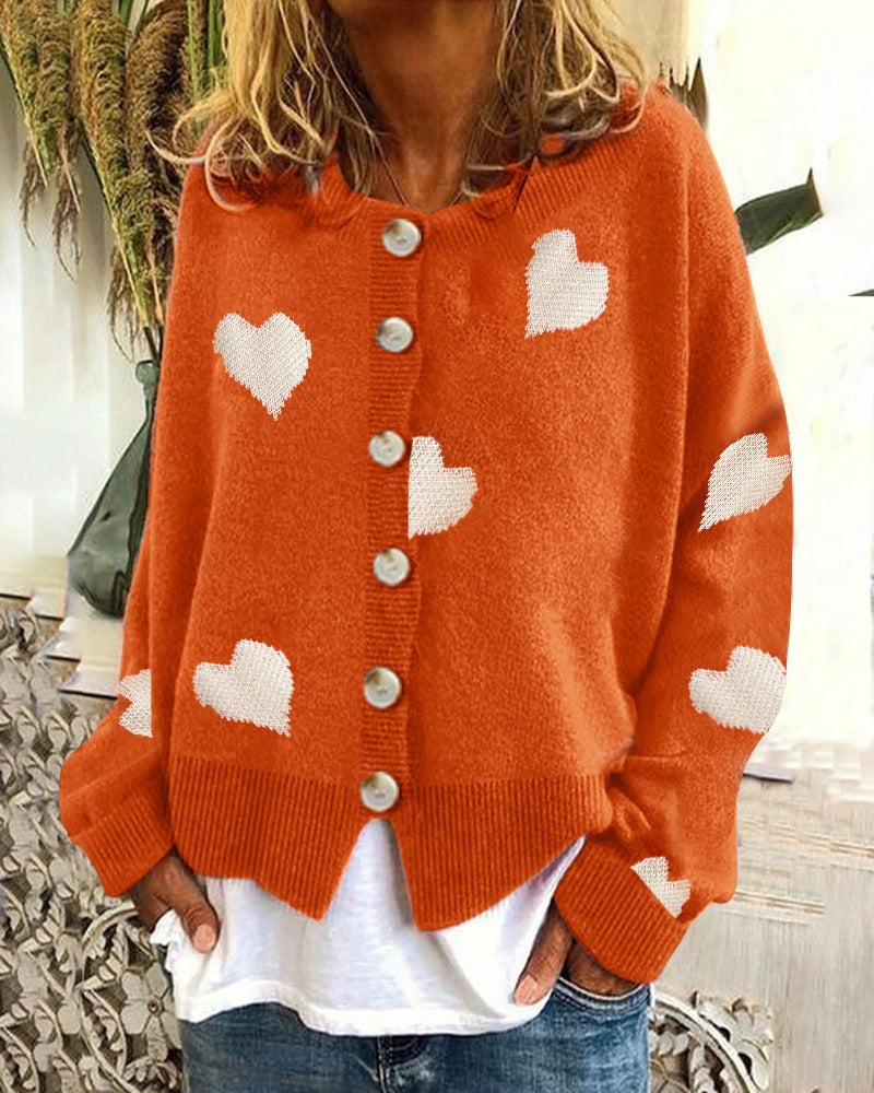 Damen Strickjacke mit Herzmuster und Knopfleiste Krohn-e