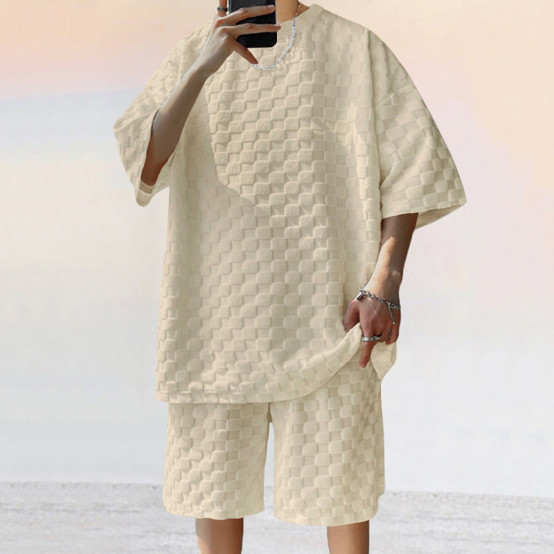 Herren lässiges Set aus strukturiertem Oberteil und Shorts Krohn-e