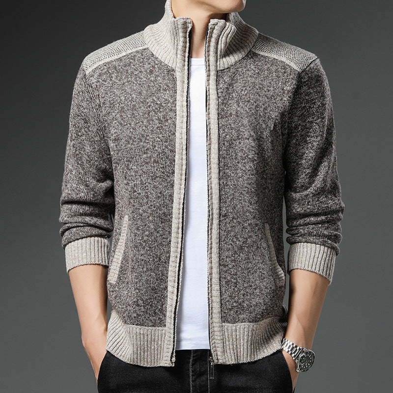 Herren Strickjacke mit hohen Kragen und praktischen Taschen Krohn-e