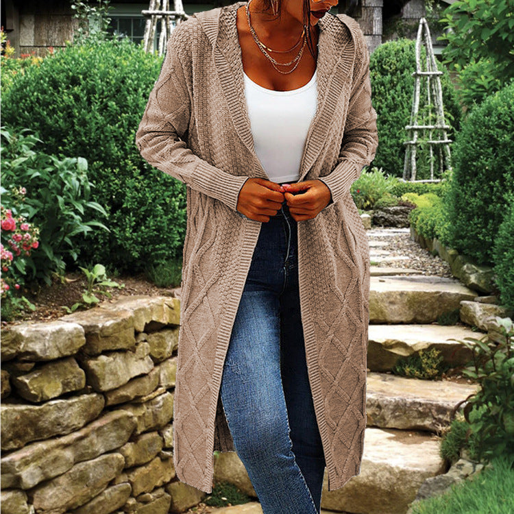 Damen Strick-Cardigan mit Kapuze und luxuriösem Zopfmuster Krohn-e