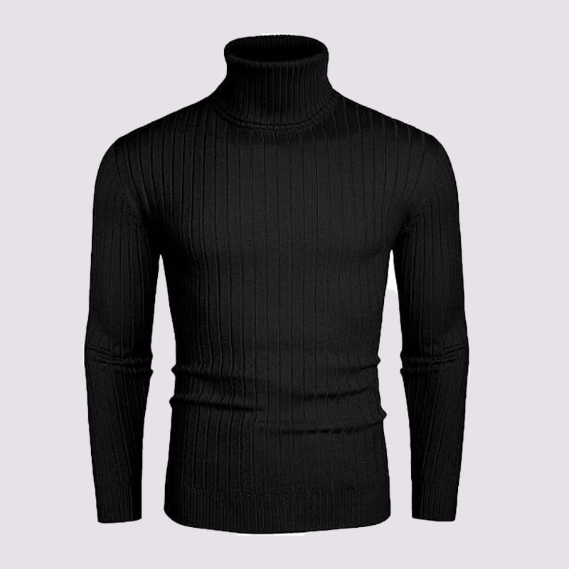 Herren Rollkragenpullover aus elastischem Strickmaterial mit feinem Rippendesign Krohn-e