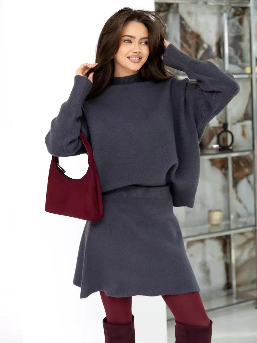 Damen Strickensemble mit weitem Schnitt und hochgeschlossenem Kragen Krohn-e