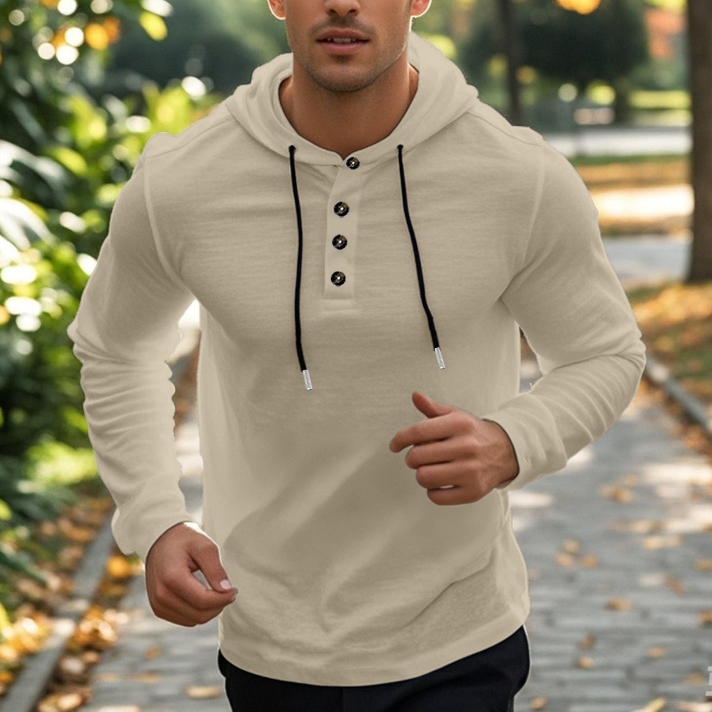 Herren sportlicher Hoodie mit Knopfleiste und funktionalen Taschen Krohn-e