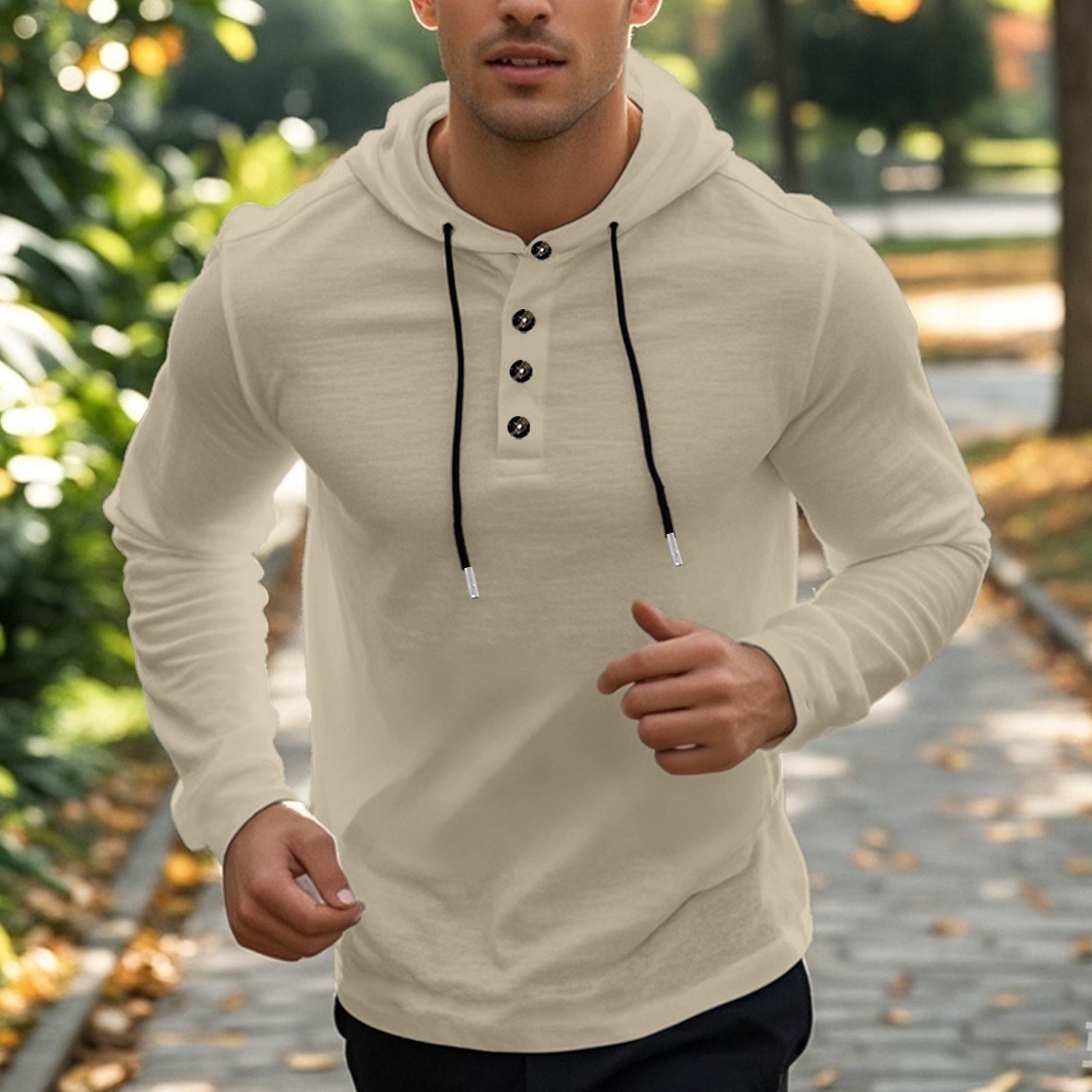 Herren sportlicher Hoodie mit Knopfleiste und funktionalen Taschen Krohn-e