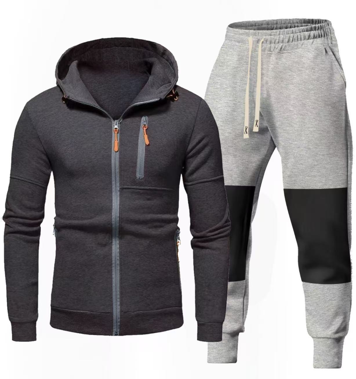 Herren Sportliches Hoodie- und Jogginghose-Set mit Funktionalen Reißverschlusstaschen Krohn-e