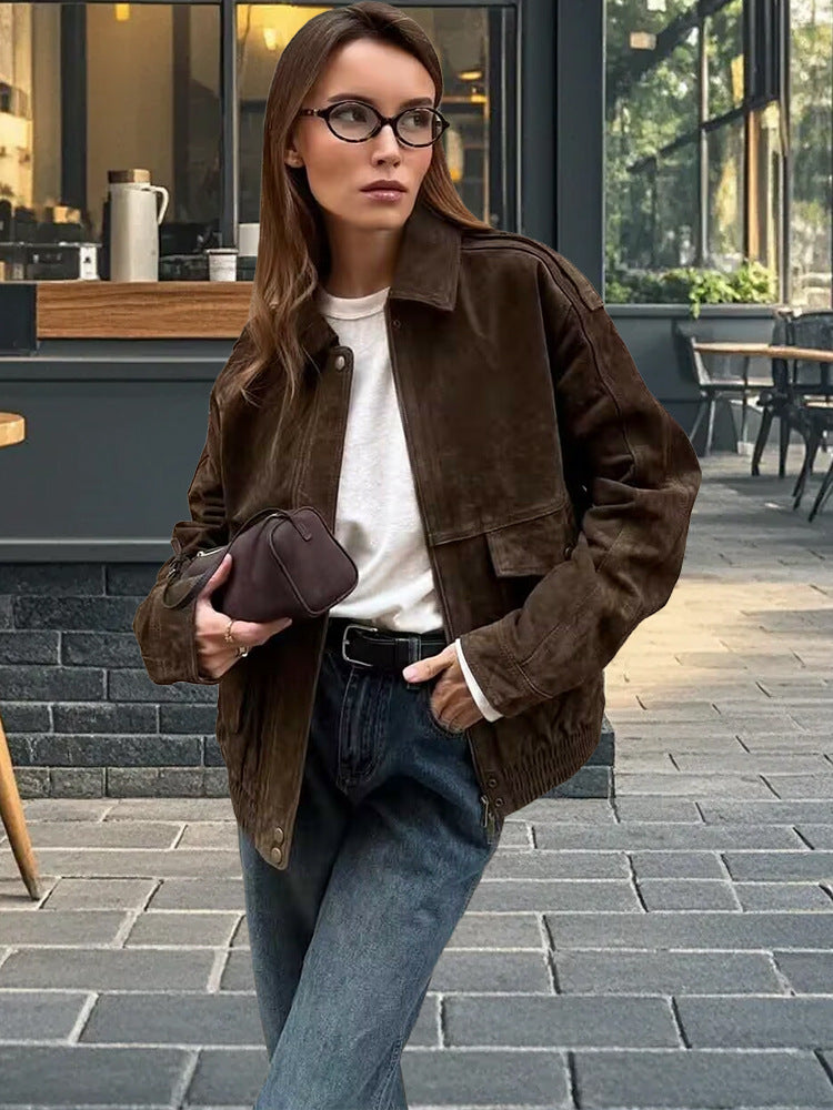 Damen Modische Wildlederjacke im lässigen Stil Krohn-e
