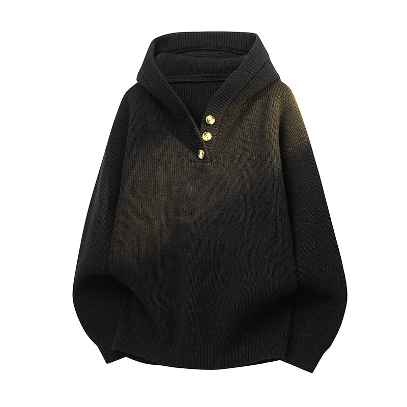 Damen Strickpullover mit halbem Reißverschluss und dekorativen Holzknöpfen Krohn-e