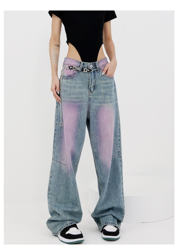 Damen lässige Baggy-Jeans mit farbverlaufendem Design und einem einzigartigen Schnitt Krohn-e