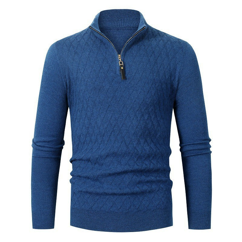 Herren Strickpullover mit modernem Rautenmuster und Reißverschluss Krohn-e