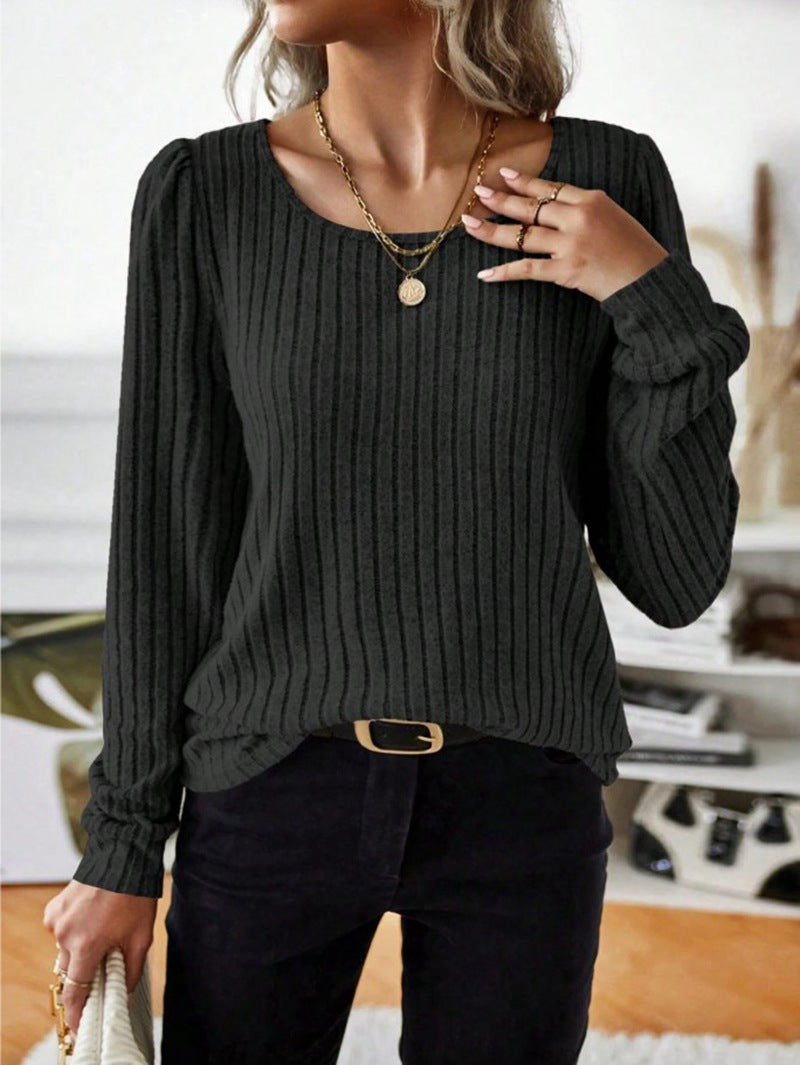 Damen Gestreifter Pullover mit Puffärmeln Krohn-e