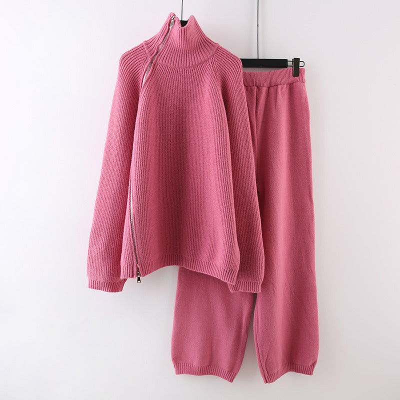 Damen Strickensemble mit Rollkragen und Reißverschluss Krohn-e
