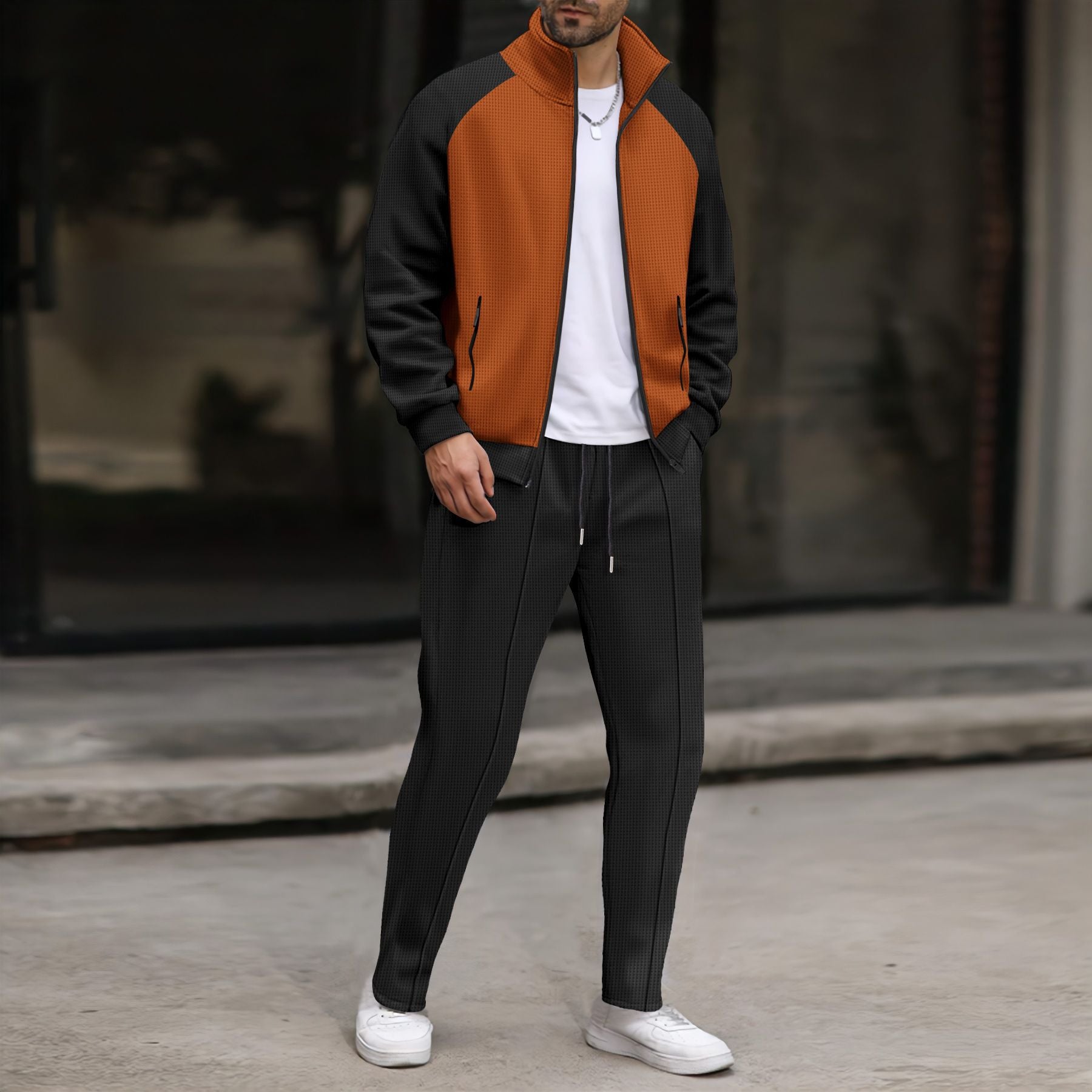 Herren sportliches Jacken- und Hose-Set mit strukturiertem Design Krohn-e