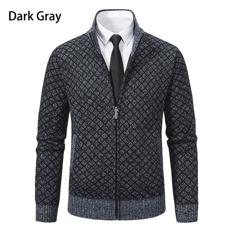 Herren Strickjacke mit Reißverschluss und modernem Rautenmuster Krohn-e
