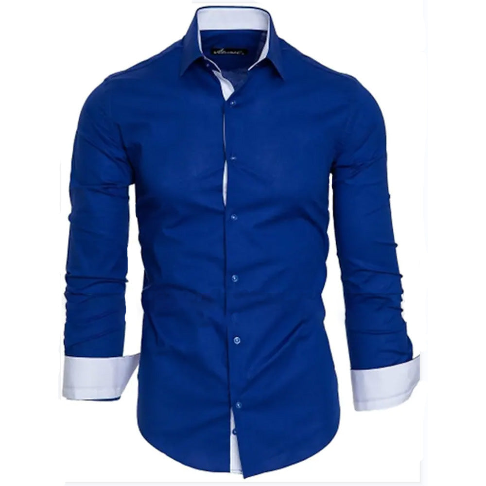 Herren elegantes Langarmhemd mit kontrastierenden Manschetten Krohn-e