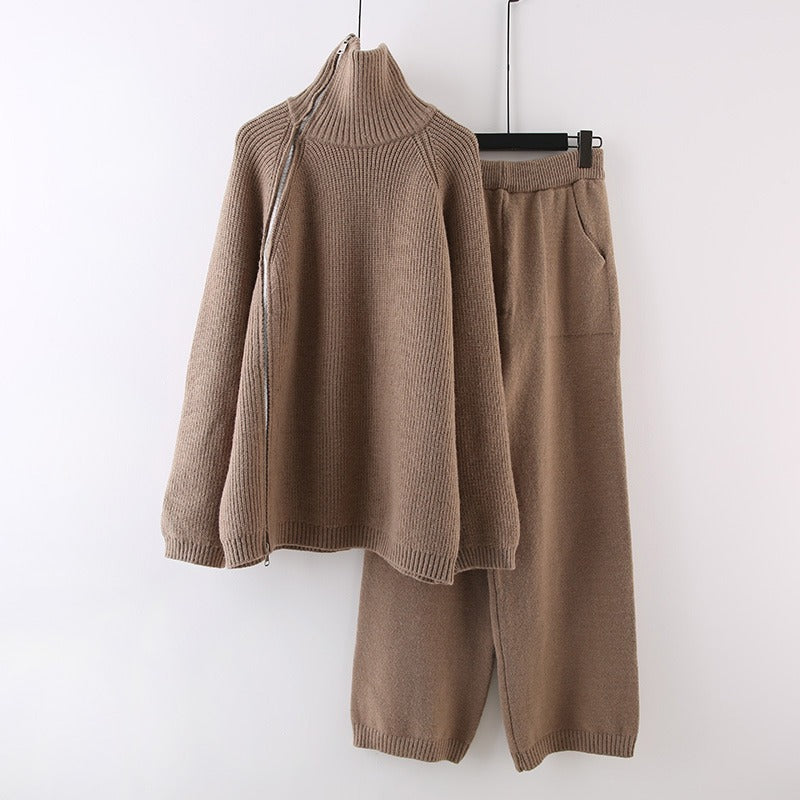Damen Strickensemble mit Rollkragen und Reißverschluss Krohn-e