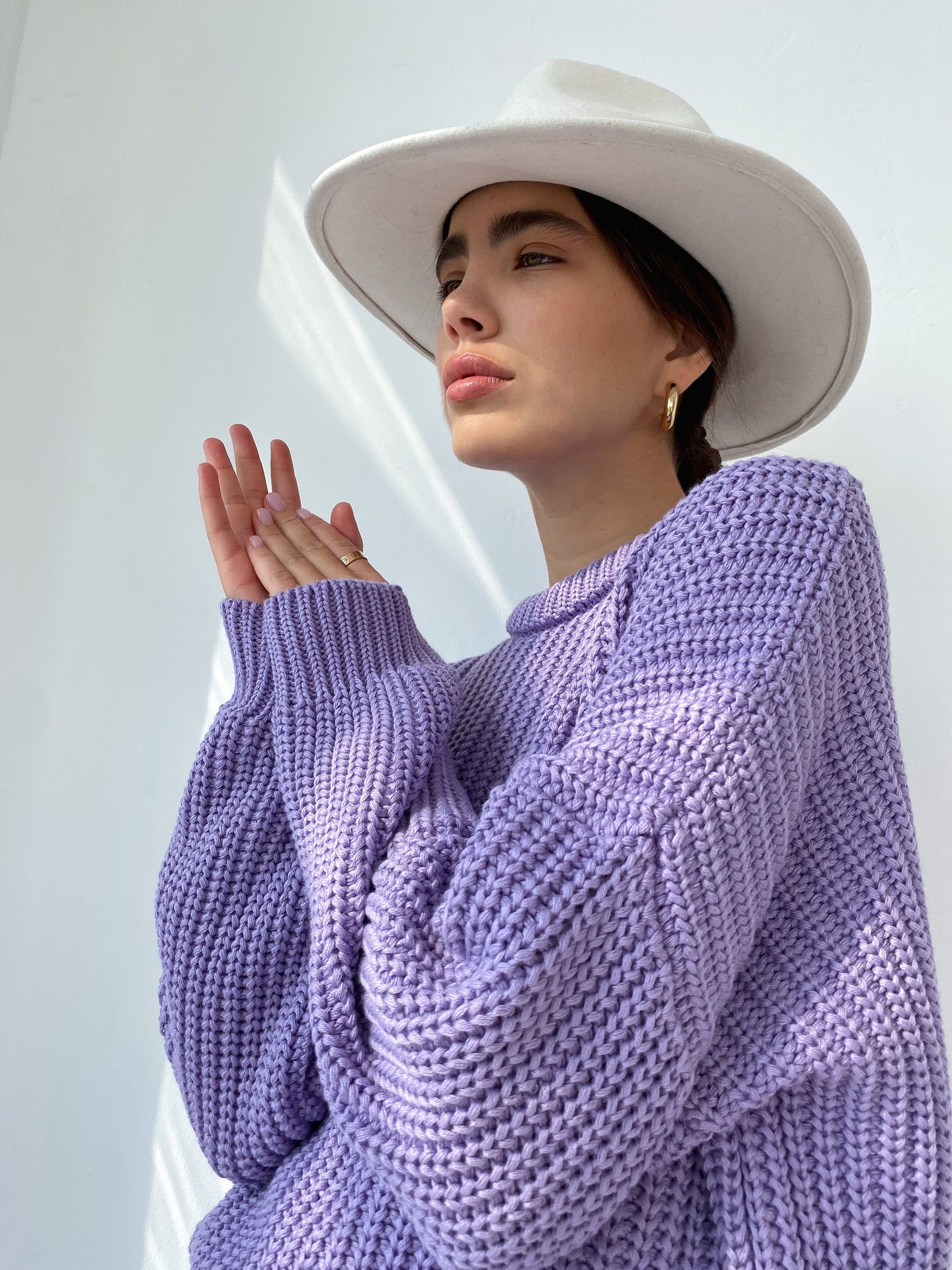 Damen lässiger Strickpullover mit strukturierter Mascheninterpretation und weitem Schnitt Krohn-e