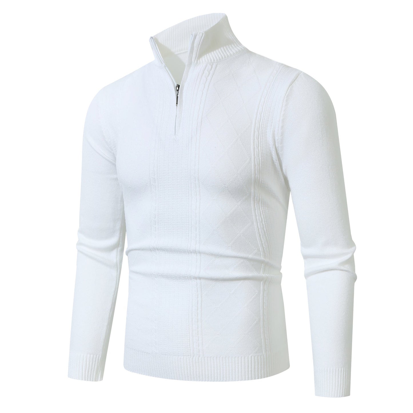 Herren eleganter Strickpullover mit Stehkragen und Reißverschluss Krohn-e