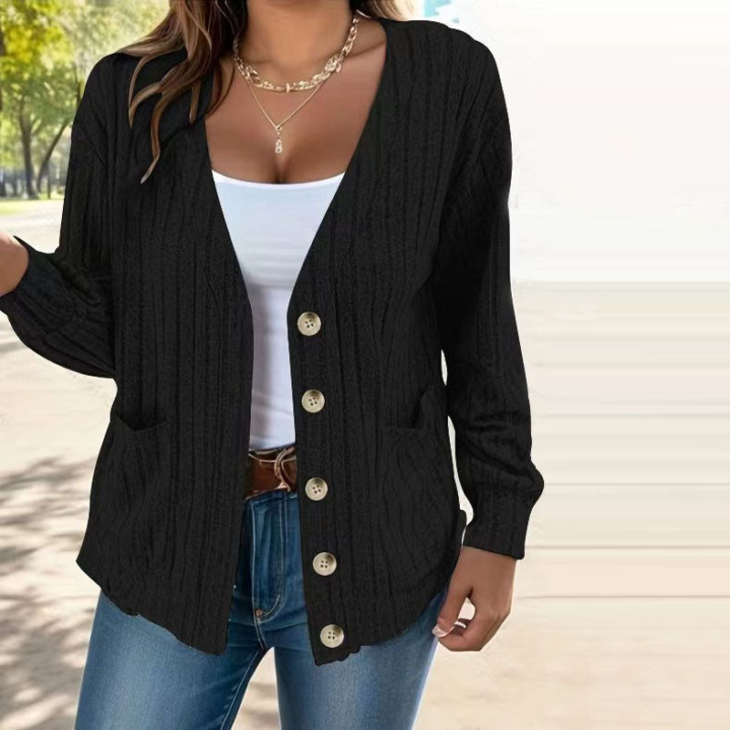 Krohn-e | Strickjacke Polyester Komfortabel, Leicht, Taschen