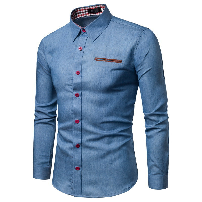 Herren klassisches Denim-Hemd mit kontrastierenden Akzenten Krohn-e