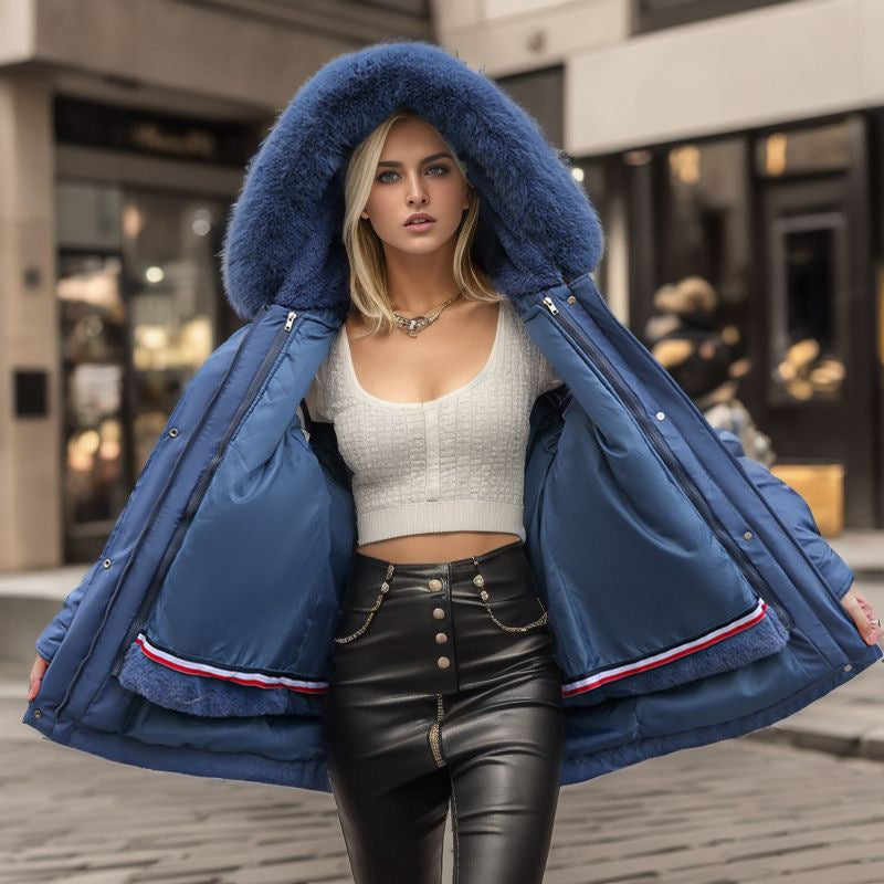 Damen warme Winterjacke mit abnehmbarem Pelzkragen Krohn-e