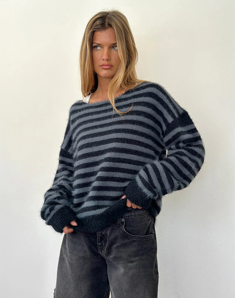 Damen modischer gestreifter Pullover mit lockerer Passform Krohn-e