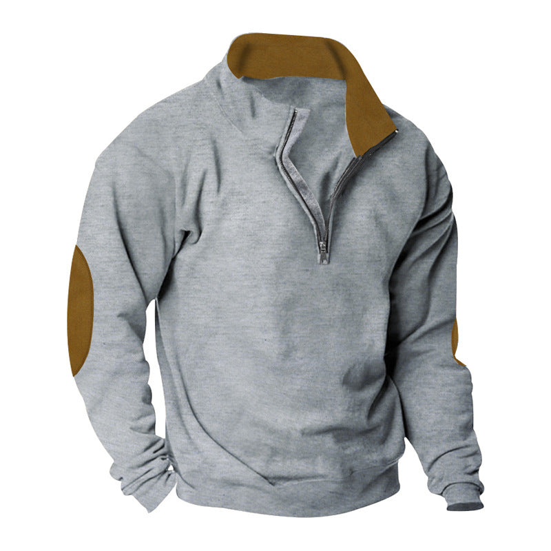 Herren Fleece Sweatshirt mit Stehkragen und schicken Kontrastärmel Krohn-e
