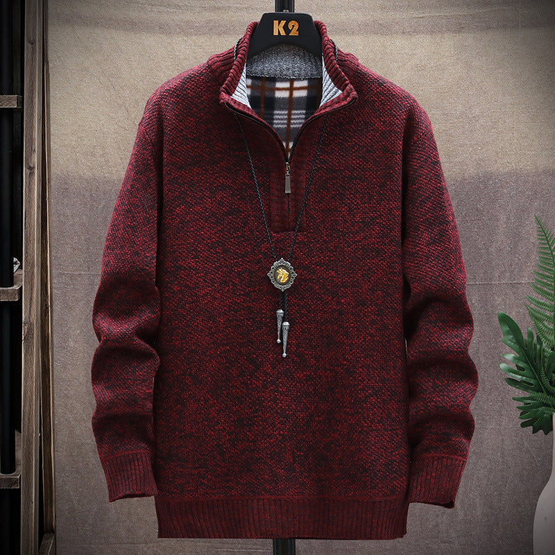 Herren modischer Strickpullover mit halbem Reißverschluss und unterschiedlichen Texturen Krohn-e